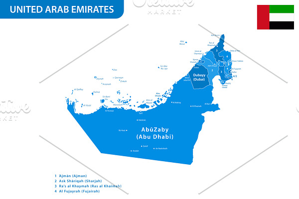 Detailed map of the UAE