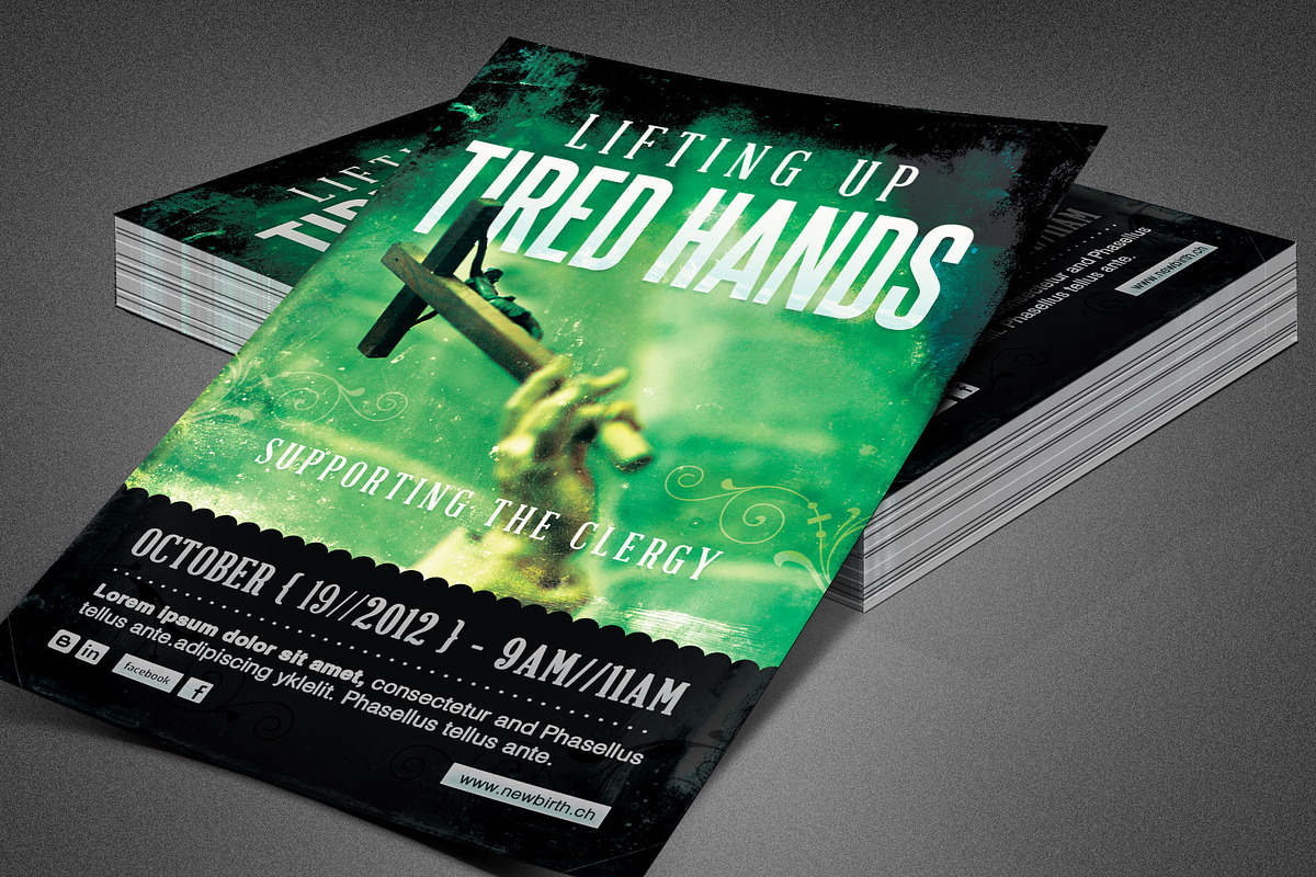 Tired Hands Church Flyer Template in Flyer Templates - product preview 8