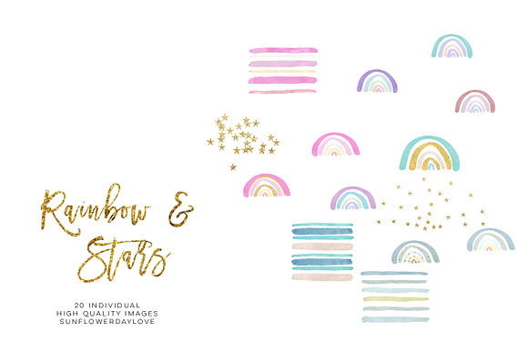 Watercolour Rainbow Clip Art in Illustrations - product preview 5