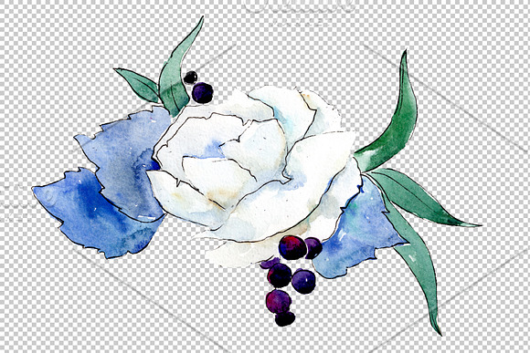 Bouquet Gentle rustle watercolor png in Illustrations - product preview 3