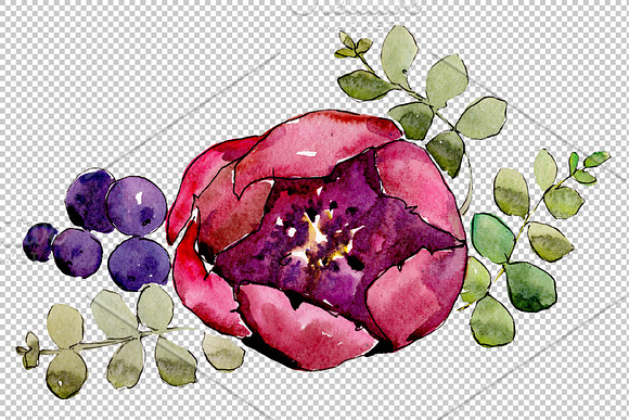 Bouquet Gentle rustle watercolor png in Illustrations - product preview 4
