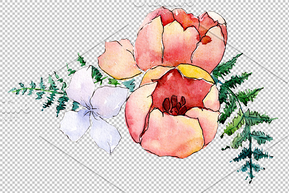 Bouquet Folk wisdom watercolor png in Illustrations - product preview 3