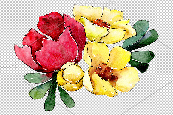 Bouquet Folk wisdom watercolor png in Illustrations - product preview 4