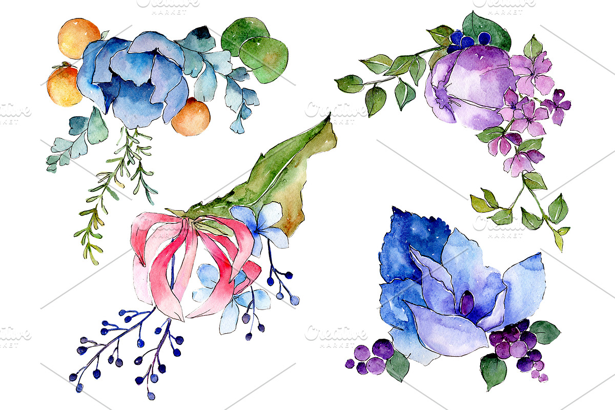 Bouquet Bonfire feelings watercolor in Illustrations - product preview 8