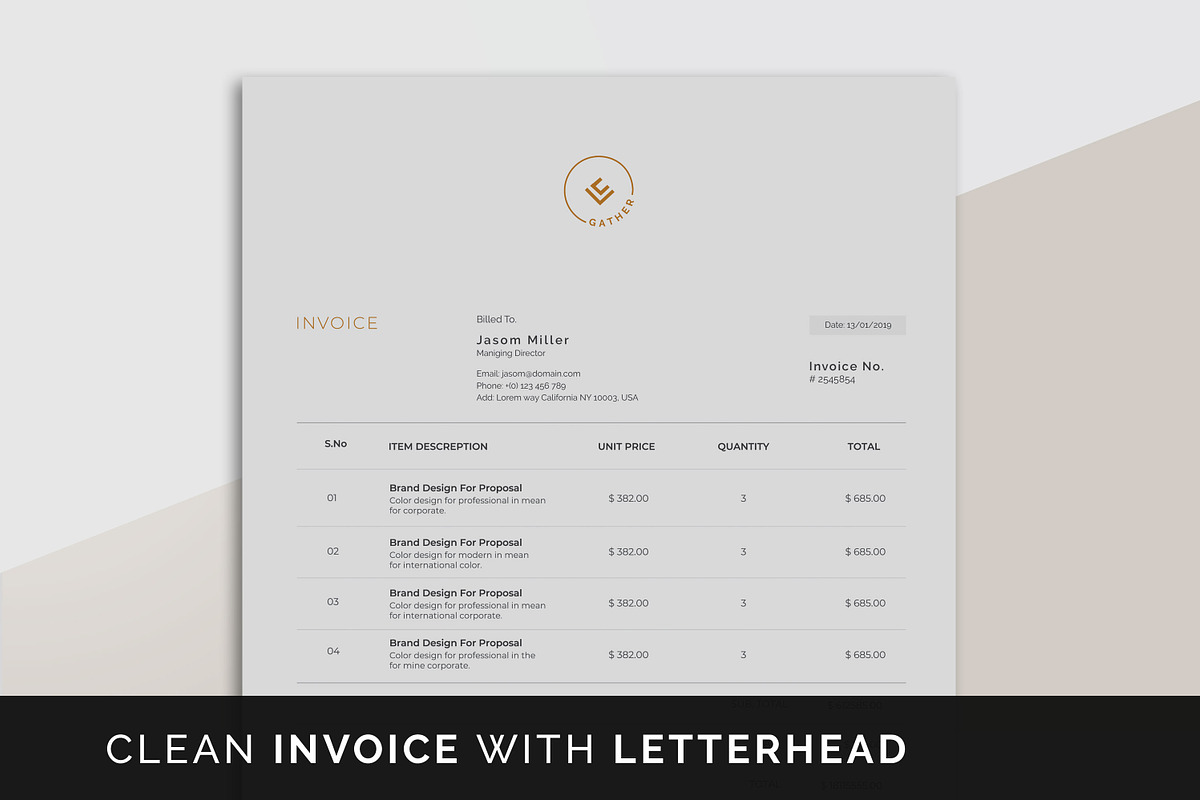 Gather Invoice + Letterhead Template in Stationery Templates - product preview 8