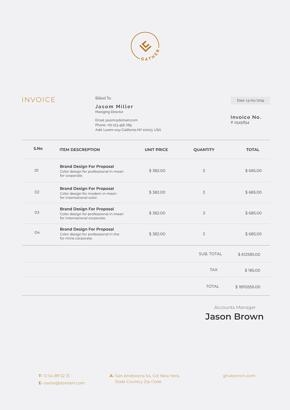 Gather Invoice + Letterhead Template in Stationery Templates - product preview 4