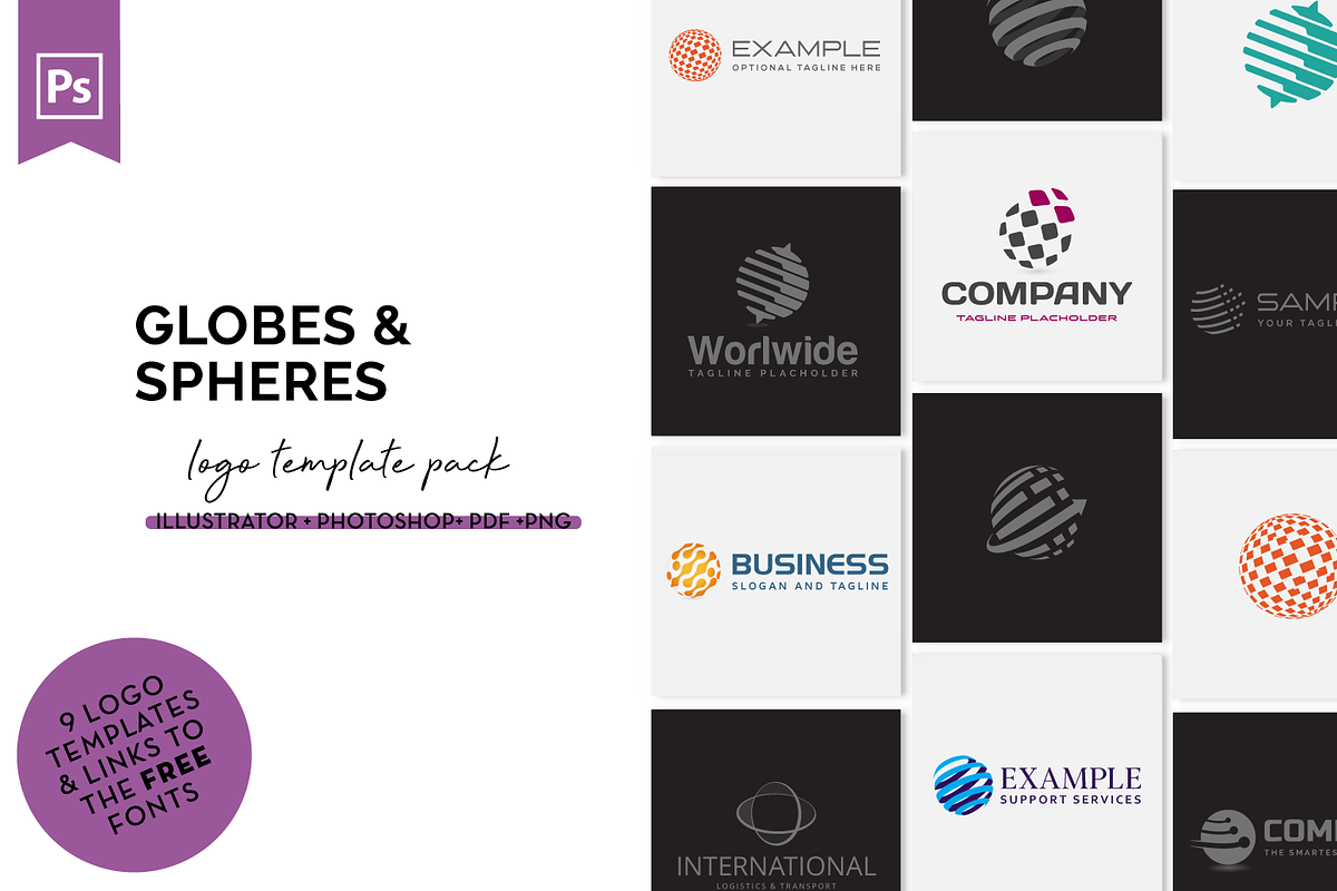 Globes & Spheres Logo Design Pack in Logo Templates - product preview 8