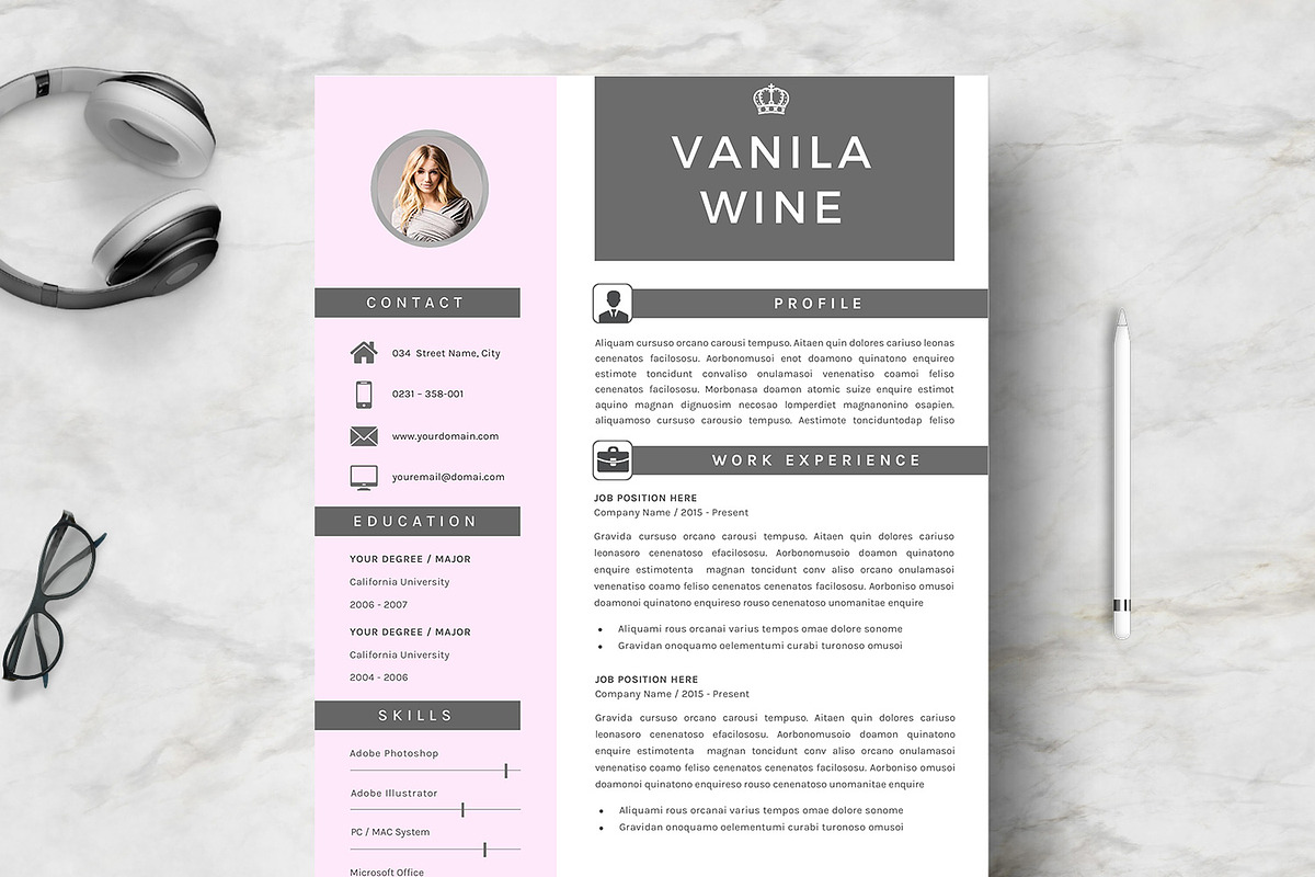 Creative Resume Template 4 Pages in Letter Templates - product preview 8