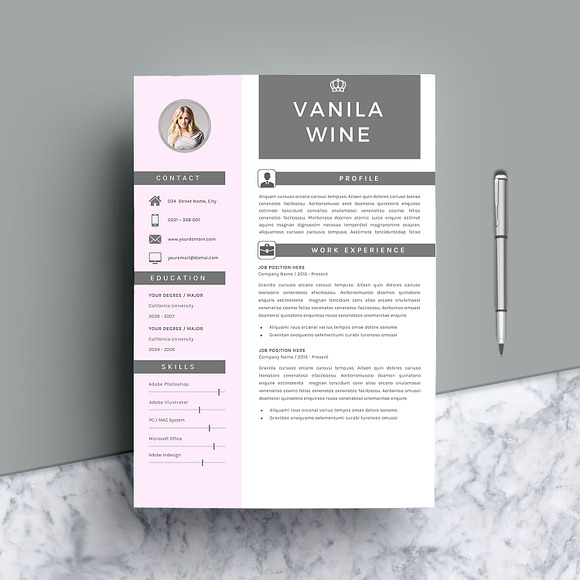 Creative Resume Template 4 Pages in Letter Templates - product preview 1