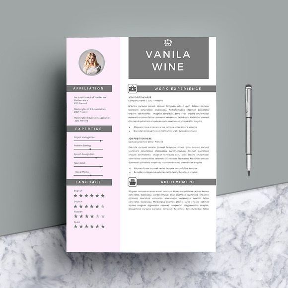 Creative Resume Template 4 Pages in Letter Templates - product preview 2