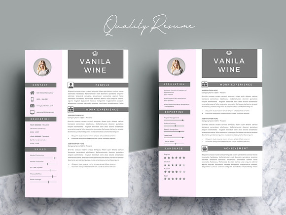 Creative Resume Template 4 Pages in Letter Templates - product preview 3
