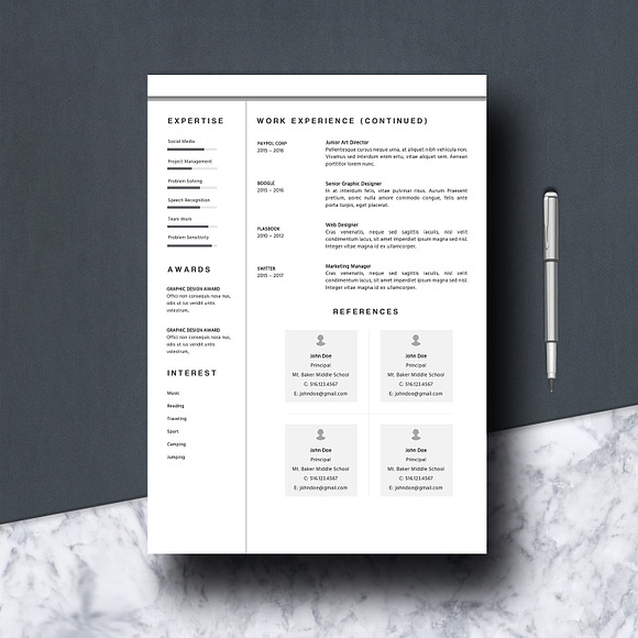 Resume Template Word 2 Pages in Letter Templates - product preview 2