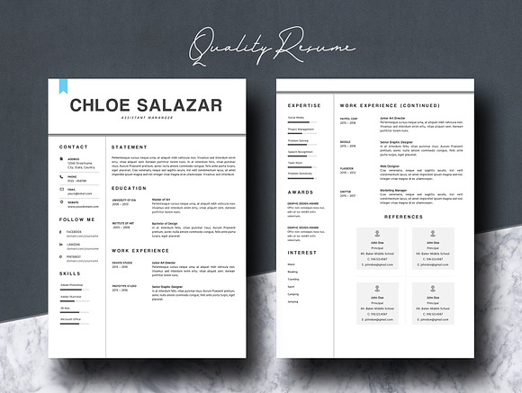 Resume Template Word 2 Pages in Letter Templates - product preview 3