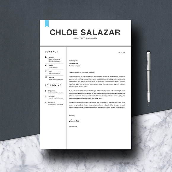Resume Template Word 2 Pages in Letter Templates - product preview 4
