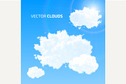 Vector clouds set. Blue sky.