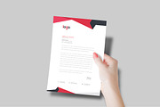 Red Abstract Letterhead Template