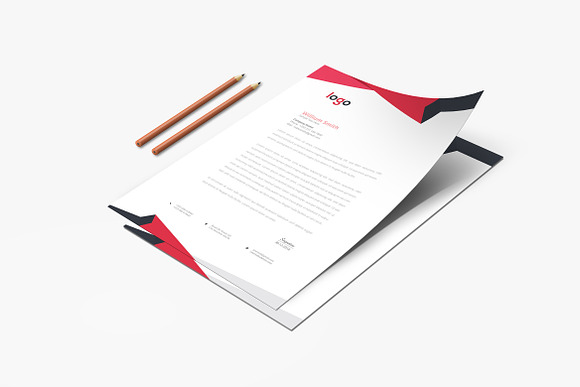 Red Abstract Letterhead Template in Stationery Templates - product preview 2