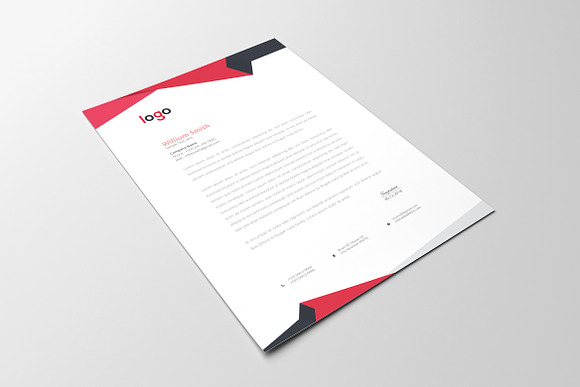 Red Abstract Letterhead Template in Stationery Templates - product preview 4