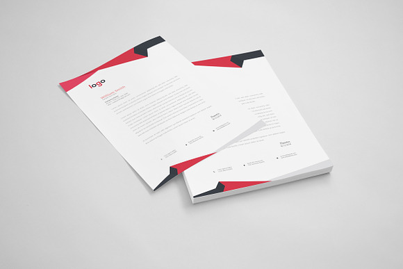 Red Abstract Letterhead Template in Stationery Templates - product preview 5