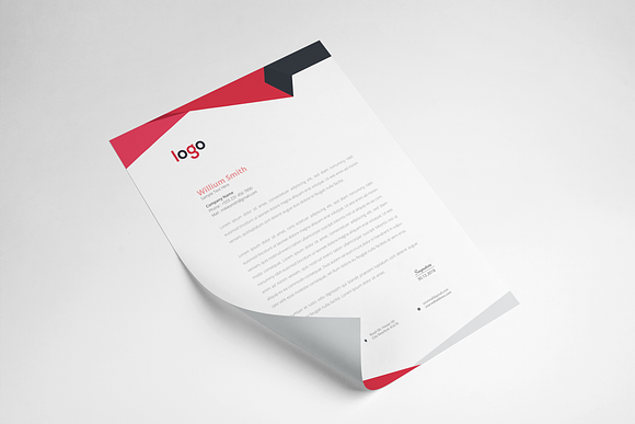 Red Abstract Letterhead Template in Stationery Templates - product preview 6