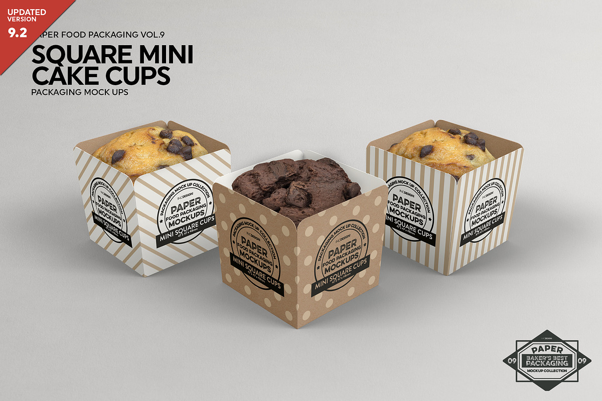 Square Cake Cups Packaging Mockup in Branding Mockups - product preview 8