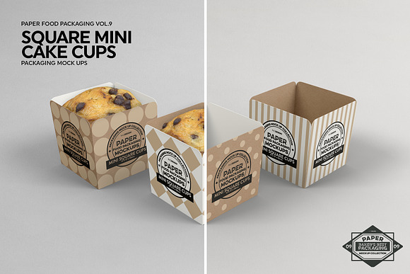 Square Cake Cups Packaging Mockup in Branding Mockups - product preview 2