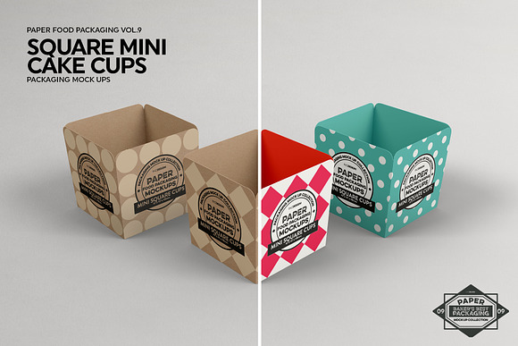 Square Cake Cups Packaging Mockup in Branding Mockups - product preview 4