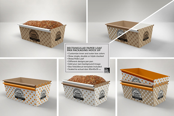 Loaf Cake Mold Packaging Mockup in Branding Mockups - product preview 3