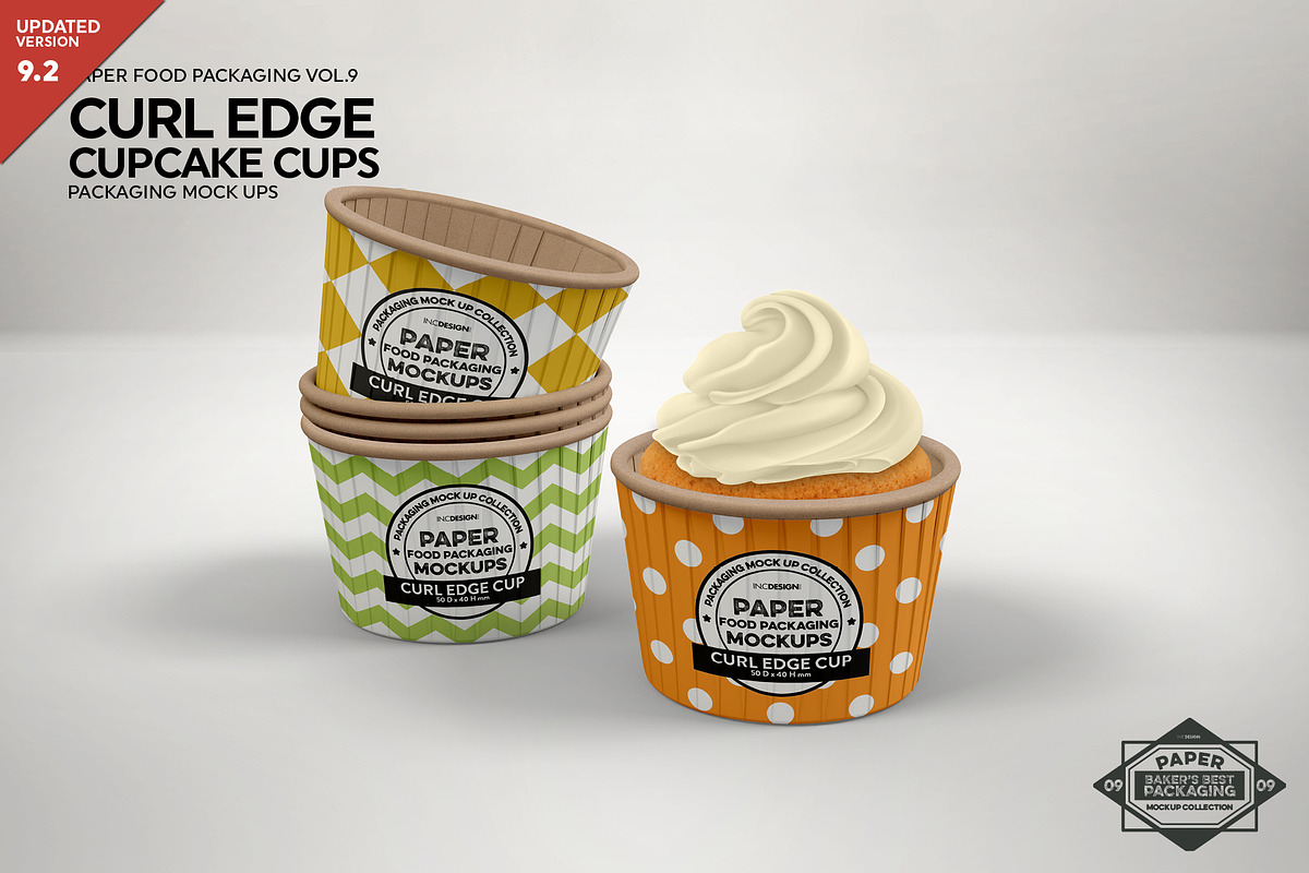 Curl Edge Cupcake Cups Mockup in Branding Mockups - product preview 8