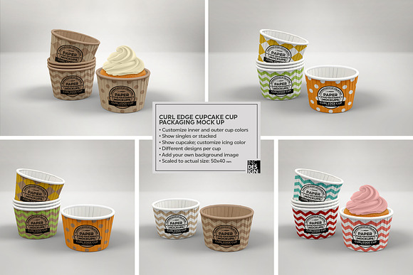 Curl Edge Cupcake Cups Mockup in Branding Mockups - product preview 1