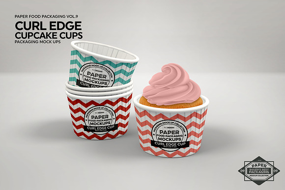 Curl Edge Cupcake Cups Mockup in Branding Mockups - product preview 3
