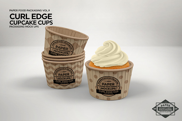 Curl Edge Cupcake Cups Mockup in Branding Mockups - product preview 4