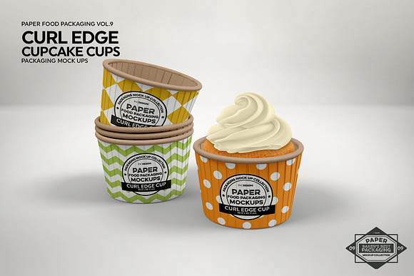 Curl Edge Cupcake Cups Mockup in Branding Mockups - product preview 6