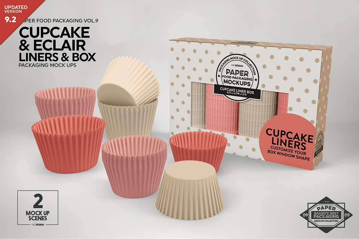 Cupcake Eclaire Liner Box Mockup in Branding Mockups - product preview 8