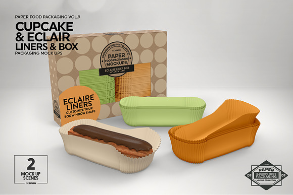 Cupcake Eclaire Liner Box Mockup in Branding Mockups - product preview 1