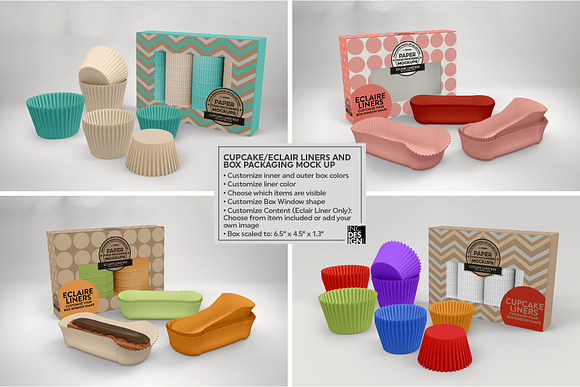 Cupcake Eclaire Liner Box Mockup in Branding Mockups - product preview 2