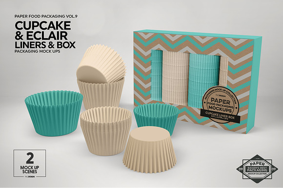 Cupcake Eclaire Liner Box Mockup in Branding Mockups - product preview 3