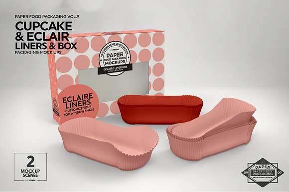 Cupcake Eclaire Liner Box Mockup in Branding Mockups - product preview 4
