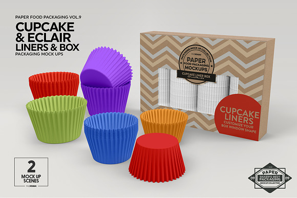 Cupcake Eclaire Liner Box Mockup in Branding Mockups - product preview 5