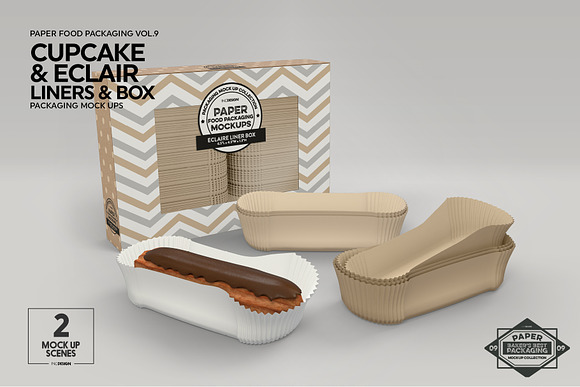 Cupcake Eclaire Liner Box Mockup in Branding Mockups - product preview 6