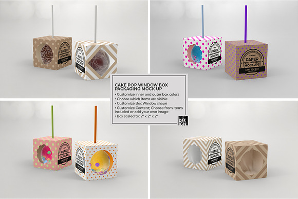 Cake Pop Box Packaging Mockup in Branding Mockups - product preview 1