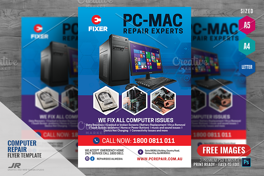 Computer and Laptop Repair Flyer in Flyer Templates - product preview 8