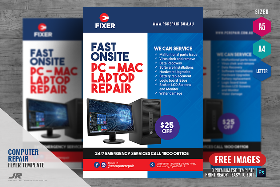 PC and Mac Repair Center Flyer in Flyer Templates - product preview 8