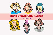 Hand Drawn Girl Avatar Vectors