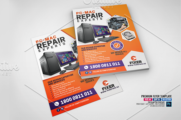Computer Repair Services Flyer in Flyer Templates - product preview 1