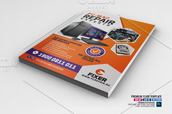 Computer Repair Services Flyer in Flyer Templates - product preview 2