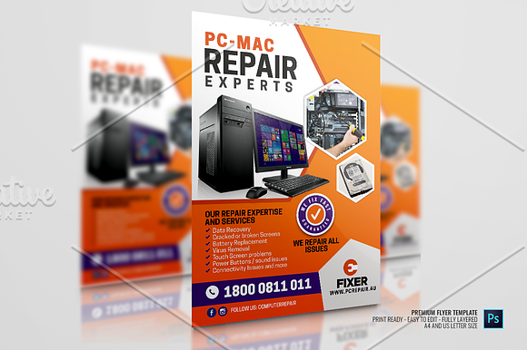 Computer Repair Services Flyer in Flyer Templates - product preview 3