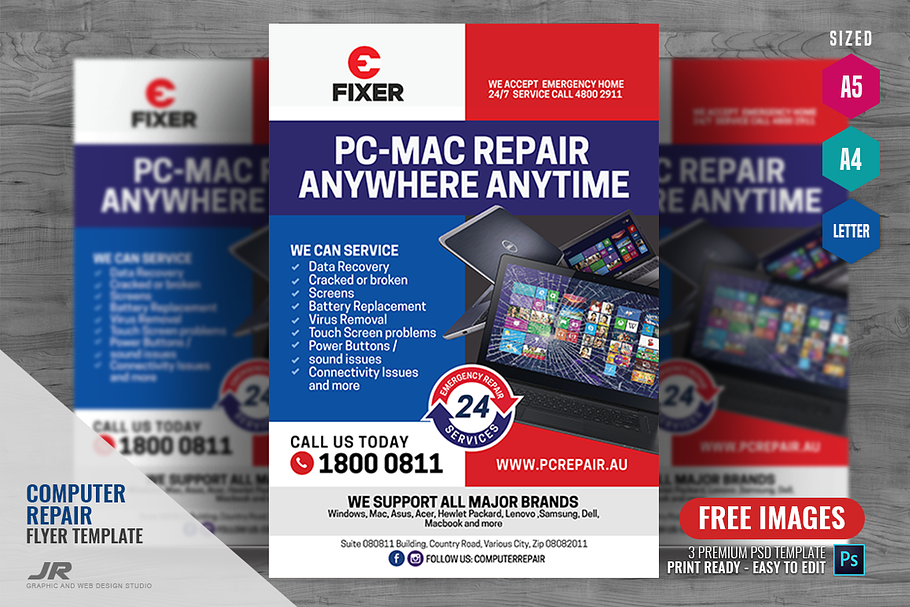 Laptop and Computer Repair Flyer in Flyer Templates - product preview 8