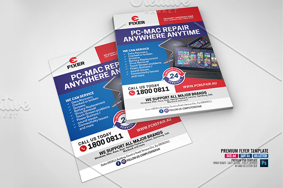 Laptop and Computer Repair Flyer in Flyer Templates - product preview 1