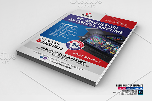 Laptop and Computer Repair Flyer in Flyer Templates - product preview 3